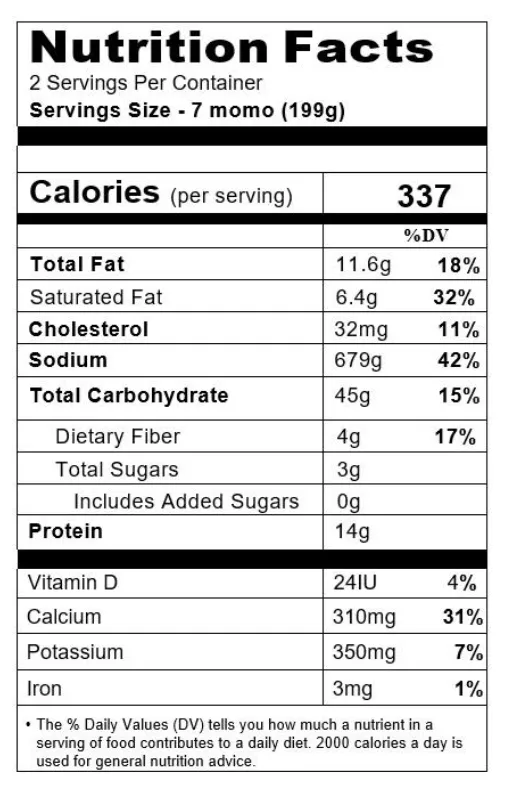 Spinach & Cheese Nutrition Facts